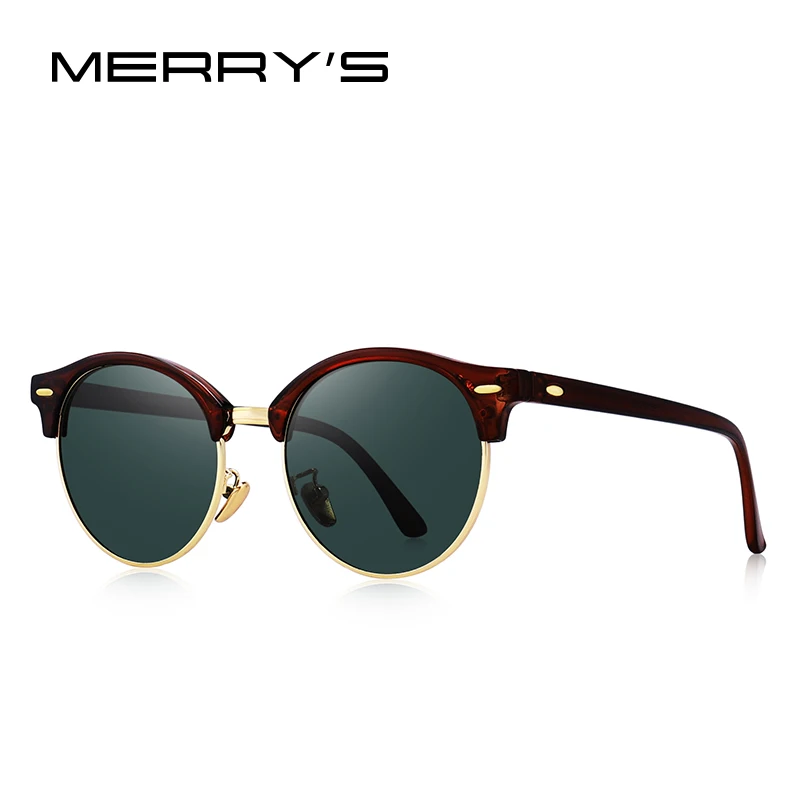 MERRYS DESIGN Men Women Classic Retro Rivet Polarized Sunglasses Unisex Glasses Fashion Male Eyewear UV400 Protection S8054N - Lenses Color: C05 Brown