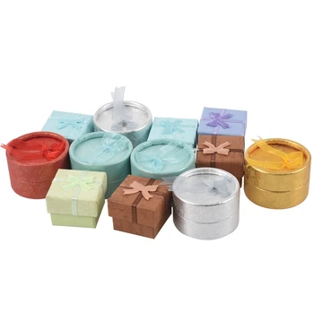 

12 PCS Random Color Round and Square Shape Cute Small Gift Box for Ring Earrings Jewelry