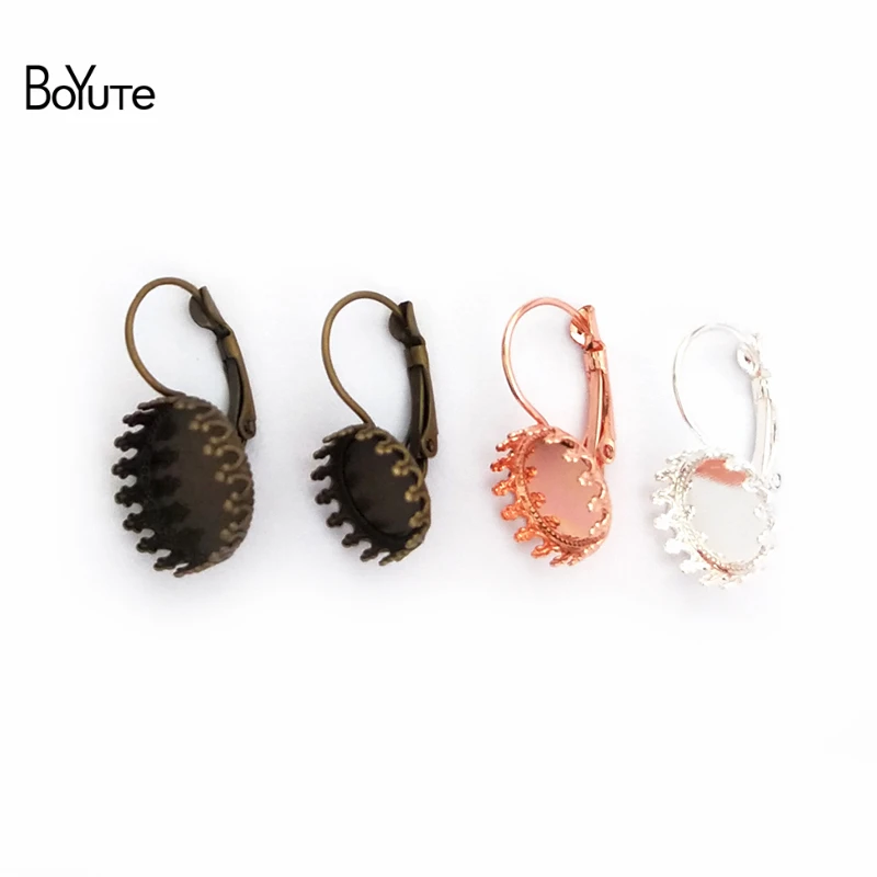 

BoYuTe 20Pcs Fit 12MM 15MM Round Cabochon Earring Base Blank Tray 7 Colors Diy Clip Earring Jewelry Making
