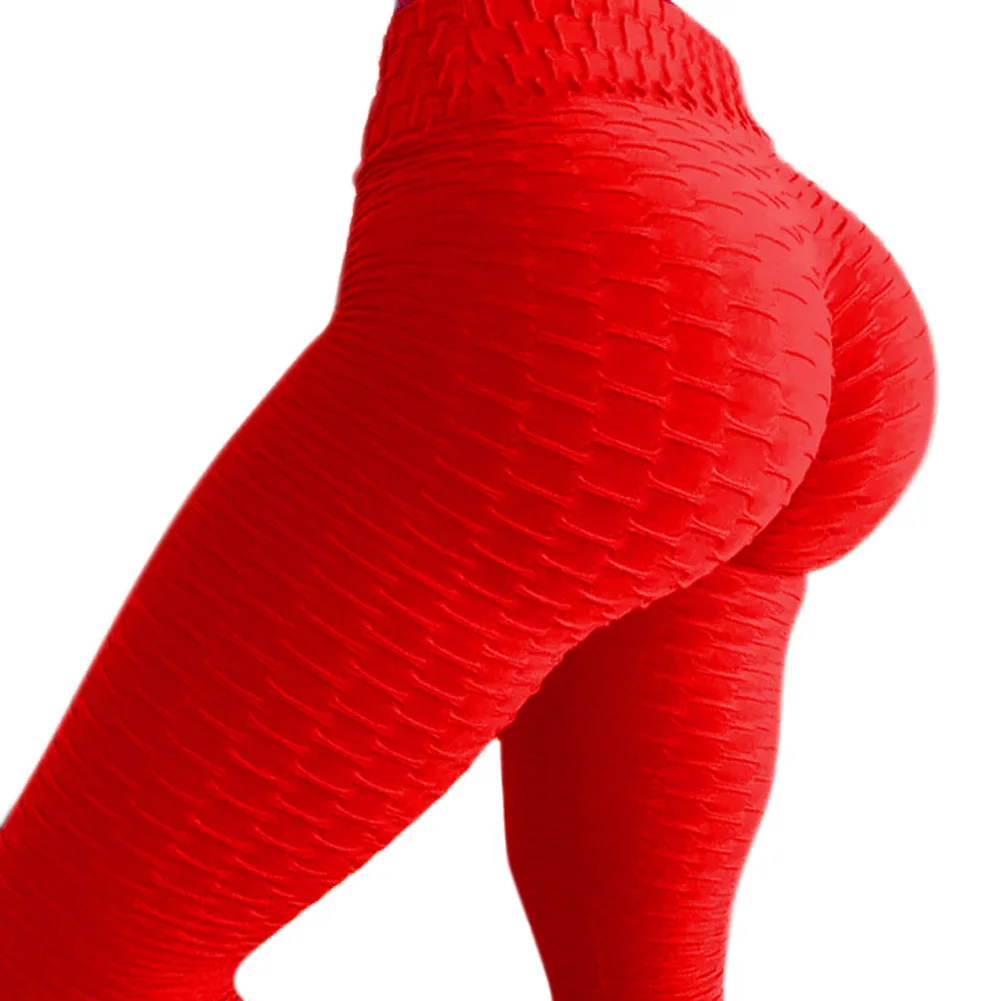 Для женщин высокая Талия Ruched текстурированные леггинсы Butt Lift брюки для девочек обтягивающие тренировки стрейч Fit NGD88