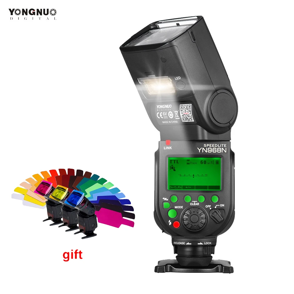 Беспроводная вспышка YONGNUO YN968N TTL 1/8000 HSS со светодиодной подсветкой для Nikon DSLR D3200
