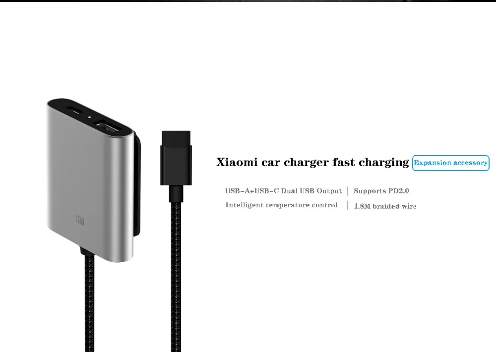 Original Xiaomi Car Charger Extended Accessory Extension Cord Cable Qc3
