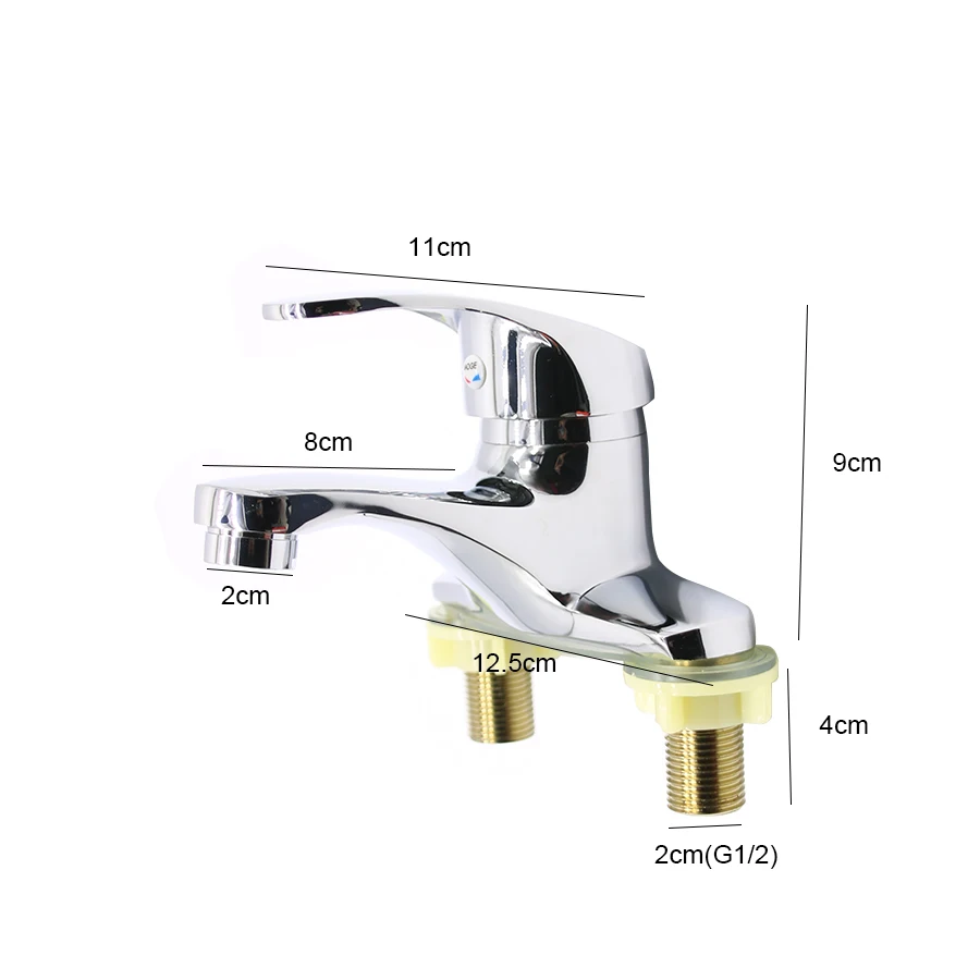 

Single holder dual hole deck mounted faucet Hot and cold water mixer Basin mixer torneira With 2 inlet pipes