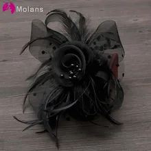 Шляпка-Вуалетка с жемчугом и сеткой для невесты, свадебные аксессуары, Тюлевое перо, с зажимами для невесты, вечерние, церковная Кепка