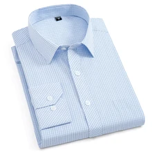 Горячая Распродажа, Умные повседневные мужские рубашки среднего возраста, Удобные Свободные нежелезные мужские рубашки в полоску/клетку с длинным рукавом