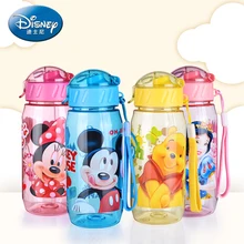 Disney Baby Feeding Bottle with straw Cartoon Minnie Mickey Lovely Eco-friendly With lid Portable PC Cup My Sports Bottle 400ML