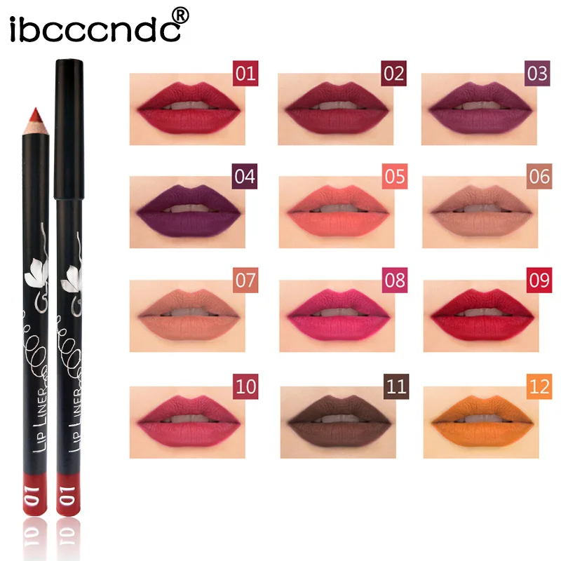 

12pcs/Set Full Professional Makeup Lip Pencil Long Lasting Lip Liner Eye Brow Nature Lips Contour Line Nude Makeup For Lips