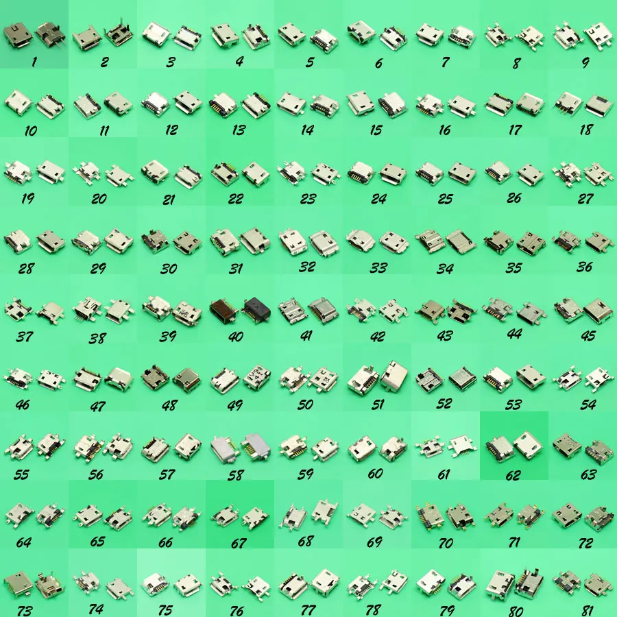 CK 81Model Mini Micro USB Charging Socket Connector Mix SMD DIP V8 Port Charging Data Plug for Samsung Lenovo Huawei ZTE HTC ect