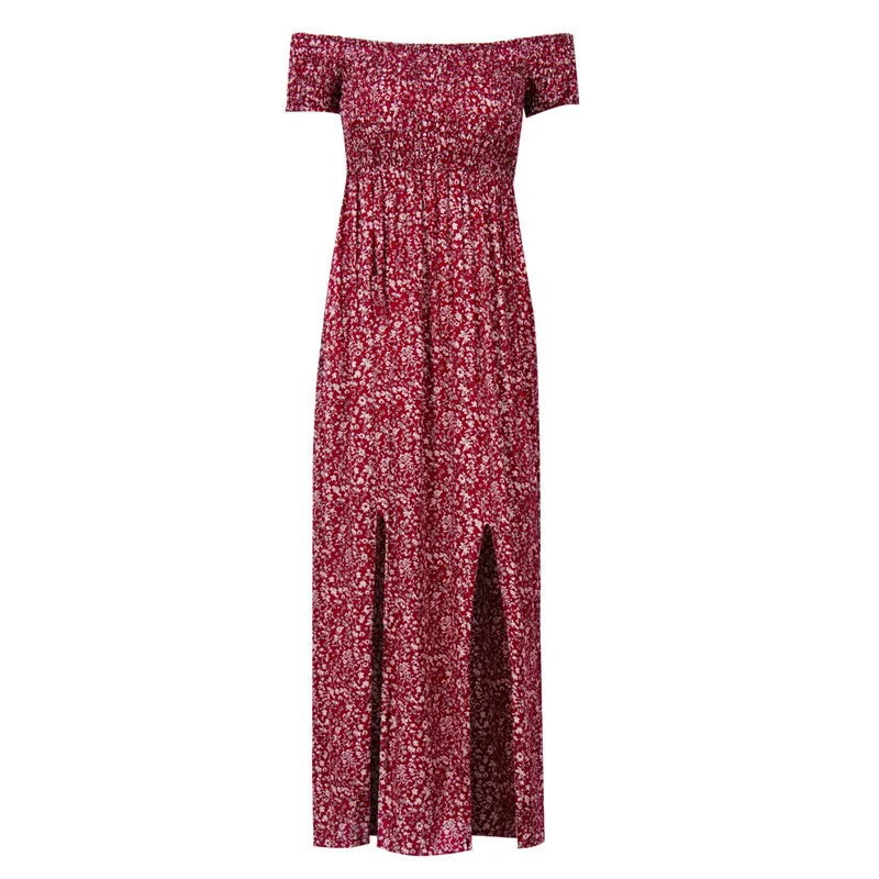 

Fashion Women Summer Floral Bodycon Off Shoulder Club Party Long Dress Cotton Blend High Waist Strapless Lady Casual Dress