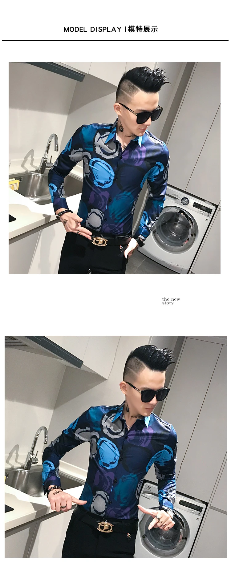 Autumn Fashion Mens Shirt Slim Fit Long Sleeve Printing Shirt Mens Clothing Streetwear Trend Mens Casual Flower Shirts 3XL-M
