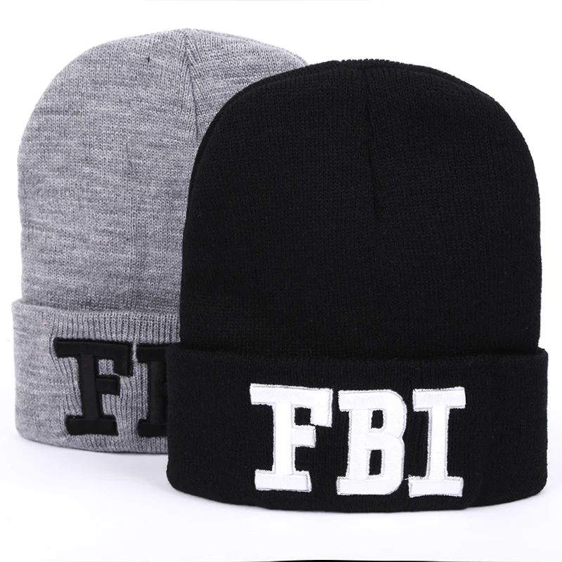 

VORON 2017 New Autumn FBI letter beanie winter Knitting Wool Hat Casual Unisex Caps Man's and women's Beanies Knitted Gorro warm