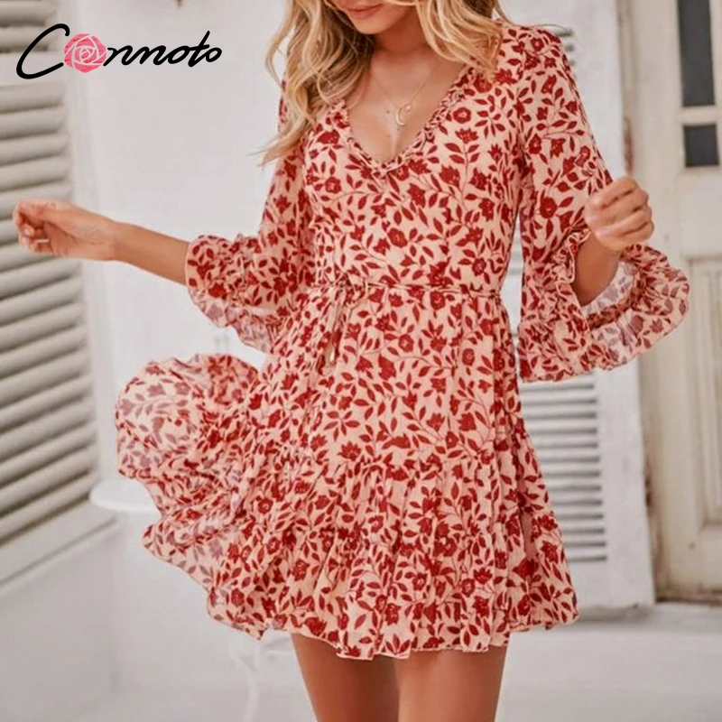 Conmoto шифоновое летнее сексуальное платье женское кружевное Femme ажурное мини с