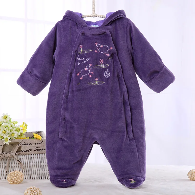 

Baby clothes winter romper baby pyjamas kids clothes thick warm winter baby jumpsuit cartoon body suit hooded cap double snaps