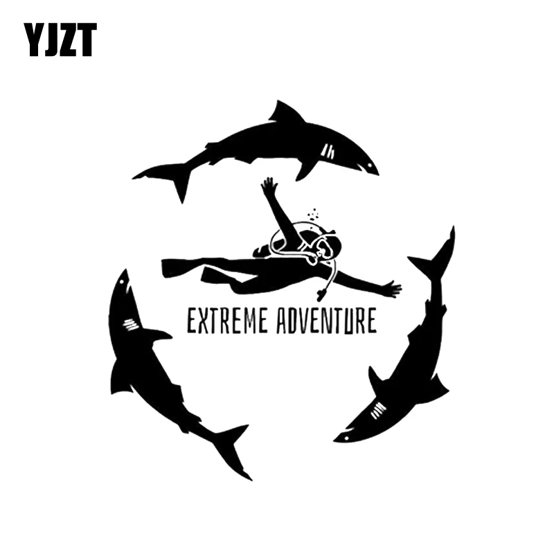 

YJZT 16.2*17.8CM Diving Extreme ADVENTURE Sports Diver Sea Ocean Sharks Vinyl Car Sticker C12-0686
