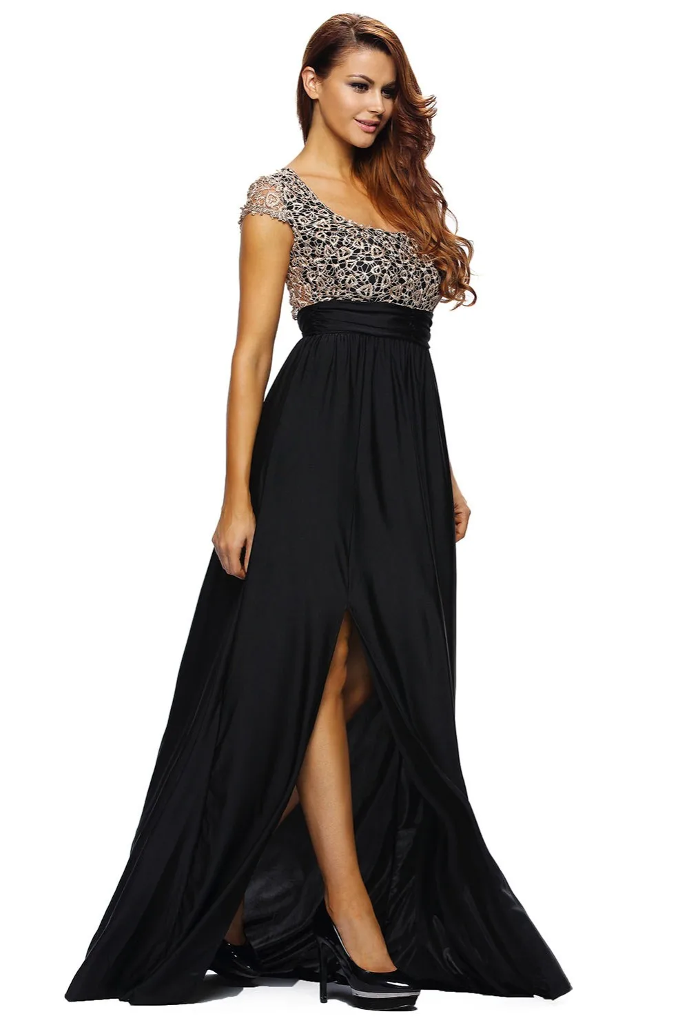 Amazing-Gold-Lace-Overlay-Slit-Maxi-Evening-Gown-LC60809-4