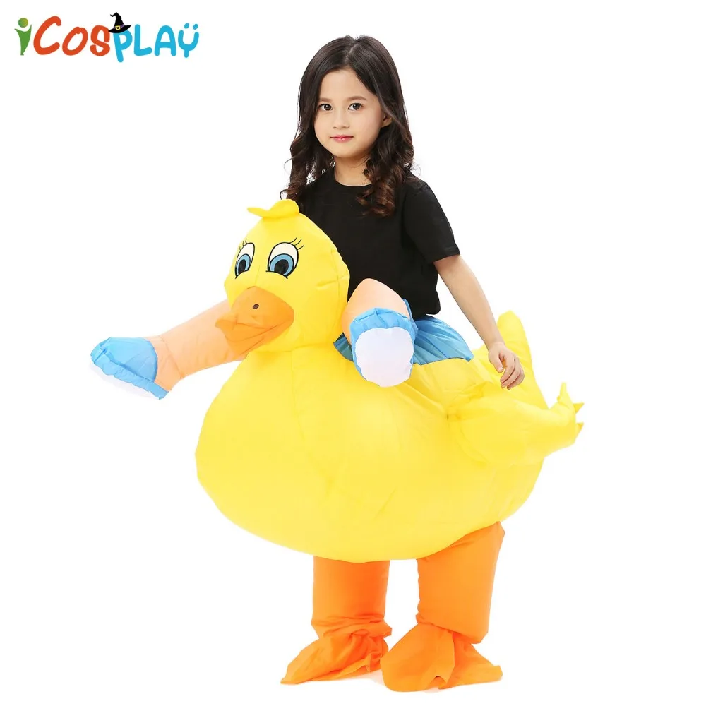 AdultsKidsInflatableDuckCostumeYellowDuckRiderInflatable