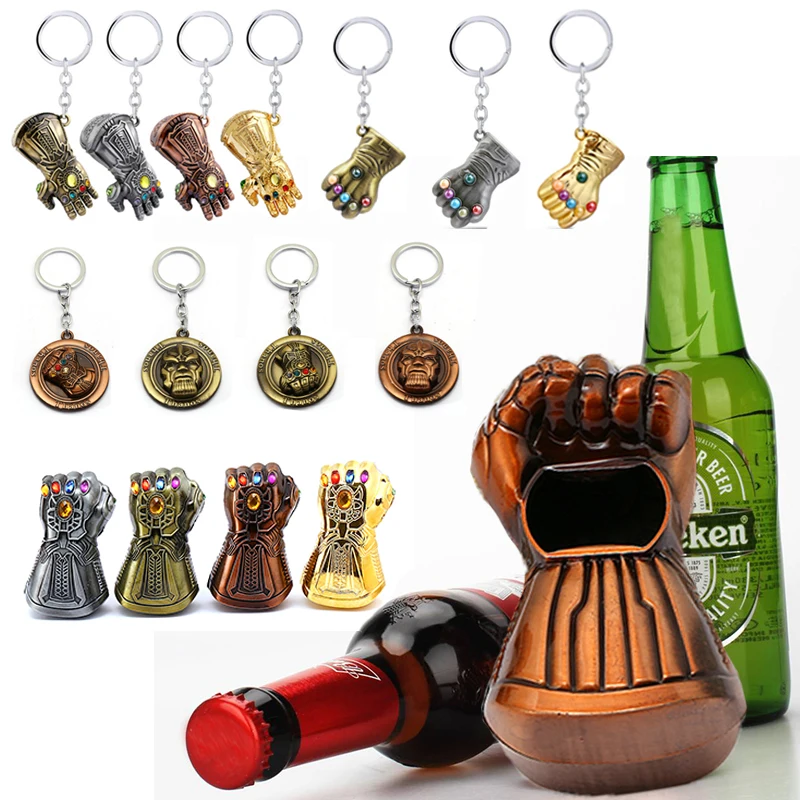 

Marvel Avengers Thanos Glove Keychain Infinity Thanos Gauntlet Glove Bottle Opener Infinite Power Keyring llaveros Key Chains