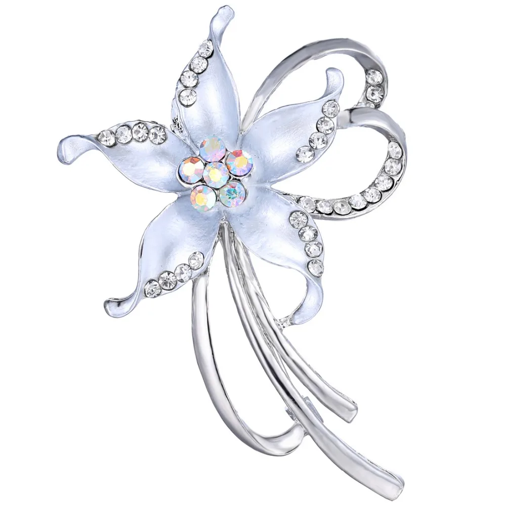 

Fashion Jewelry Red white flower brooch for women Birthday Party Daily gift jewelry Coat Dress Corsage Rhinestone brooch