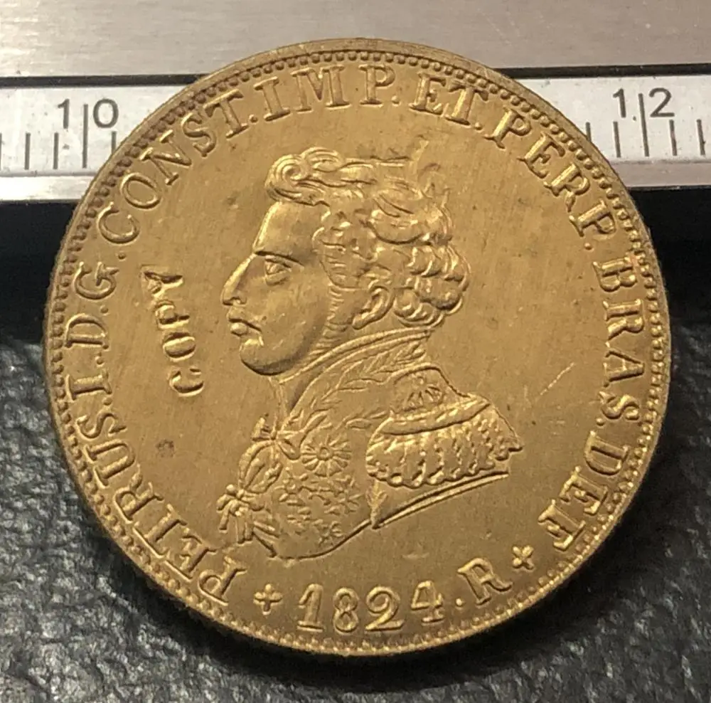 1824 R Бразилия 4000 Reis 22K позолоченная копия монеты|coin coins|coin goldcoin copy |