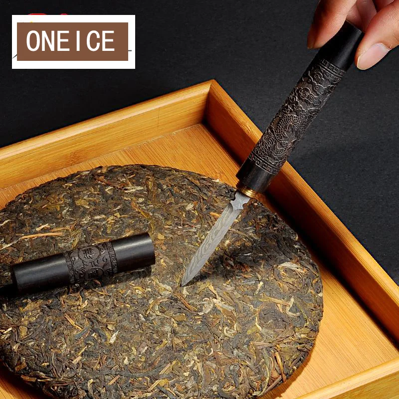 Steel Black Tea Needle for Tea Ceremony, Carved Ebony Pu'er Knife Pattern, Spare Parts
