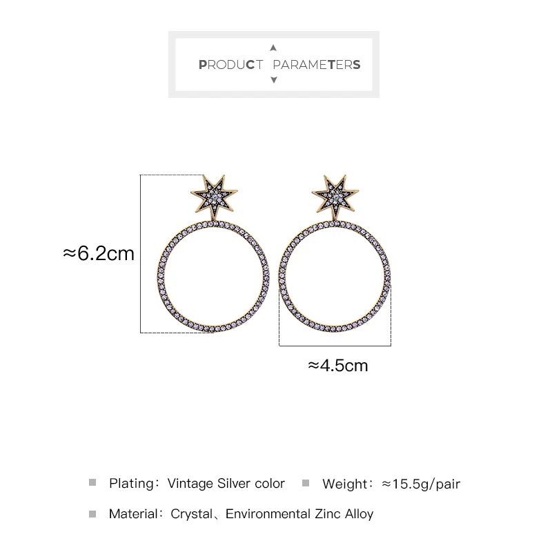 Ювелирные изделия joolim оптом/звезда кристалл паве серьги-кольца ретро серьги дизайн серьги для женщин
