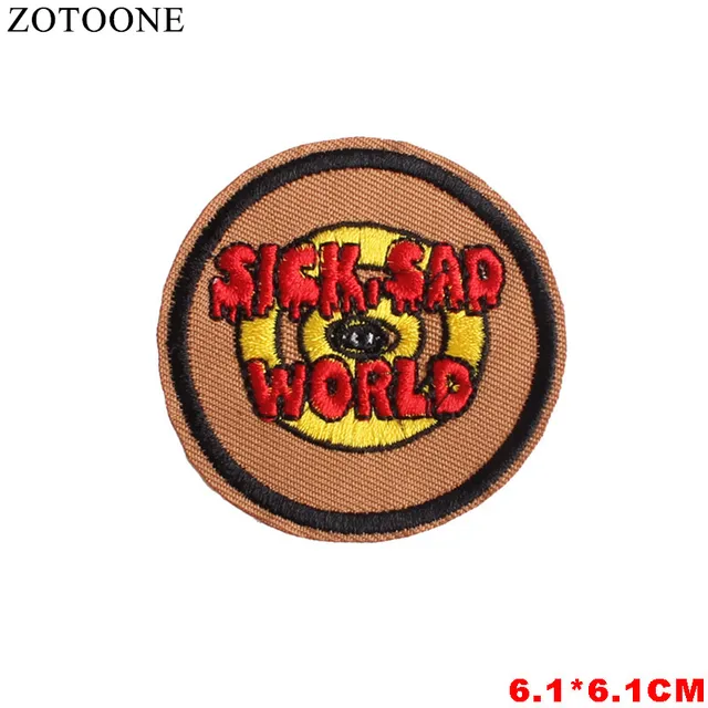 ZOTOONE Round UFO Parches Embroidered Iron on Patches For Clothing DIY Motif Stripes Clothes Stickers Alien Astronaut Badges E 24