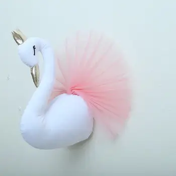 

Crown Swan Wall Hanging Decoration Wall Decorative Doll Animal Head Children Room Hanging Decor Fan-shaped Dreamy Peacock Tail