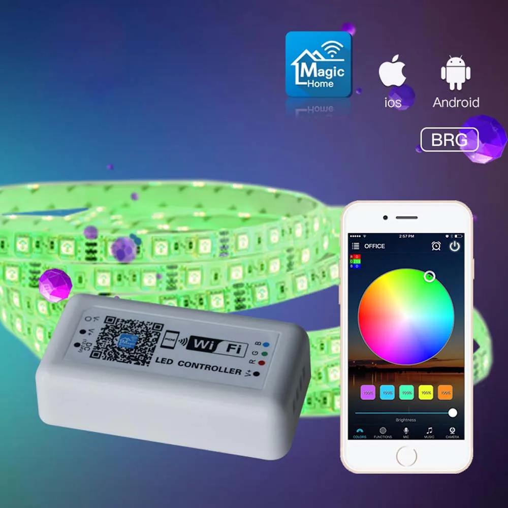 24 В DC 12 В светодиодный wifi RGB драйвер для 2835 SMD 5050 RGB полосы света применение на IOS и Android мобильный wifi RGB светодиодный контроллер