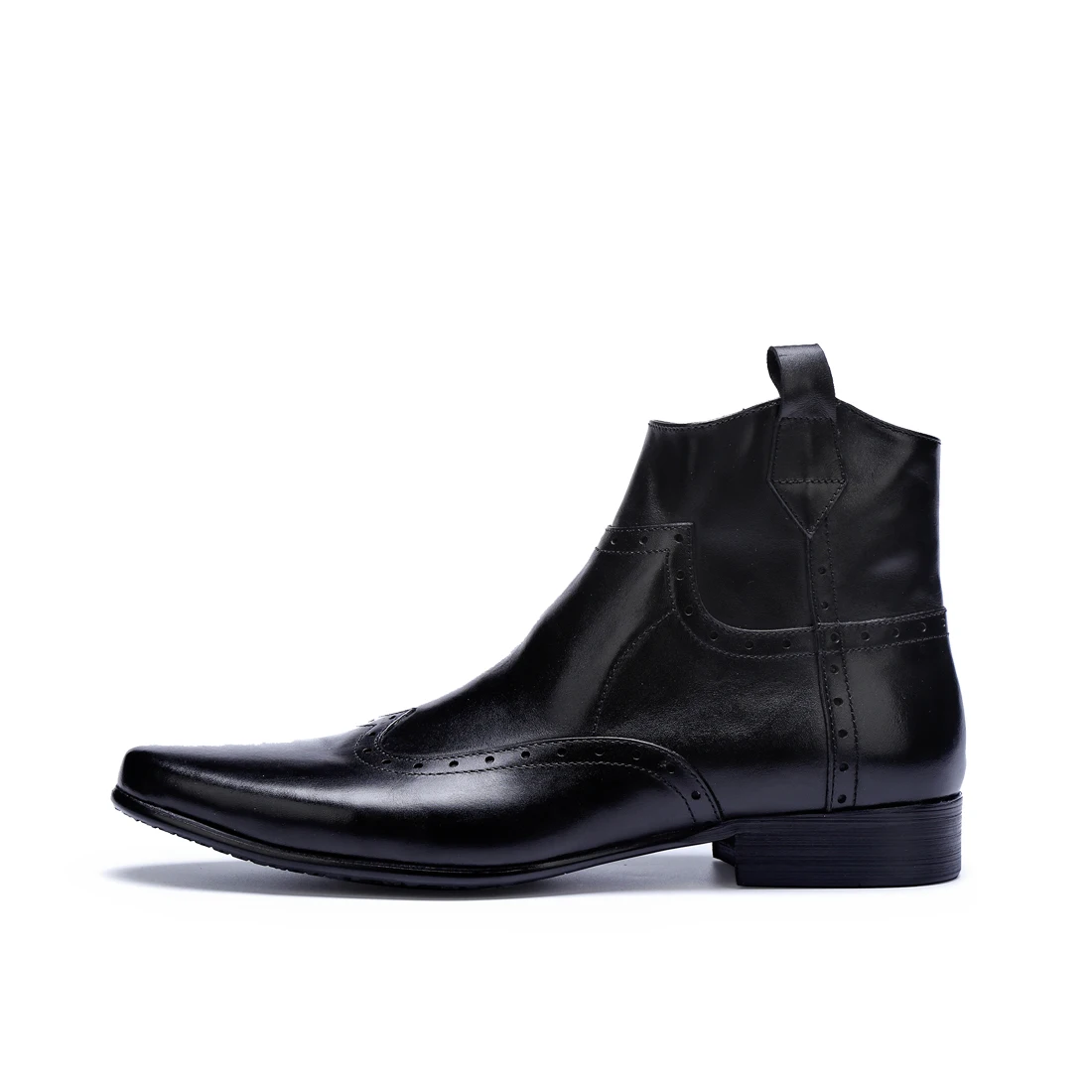 Oxfords Zapatos Negro Genuino Retro marrón Punta Vaquero Cuero Estrecha 2018 De Occidental Chakku Boda Tobillo Nuevo Botas PCZXqw1x1