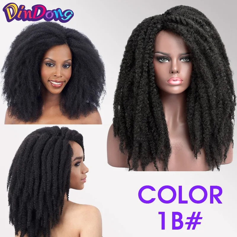 DinDong синтетический парик дредлок коса Парики 20 дюймов афро парик для афро-американских женщин