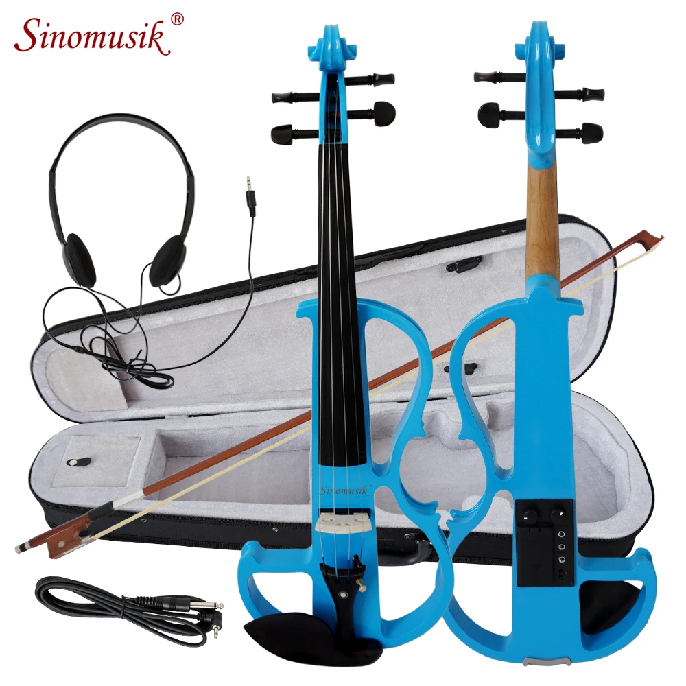 SINOMUSIK BRAND COLOR SOLID BODY ELECTRIC VIOLIN WITH EBONY FITTINGS