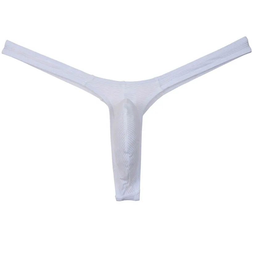 Men's Underwear Thong Contour Pouch Tangas Low Rise Beach Briefs Sexy Man G-string T-Back Underpants Skimpy Silky High Leg Comfy