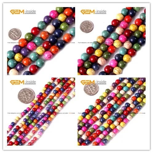 Dyed Mixed Color Howlite Beads Fashion Jewelry Bea...
