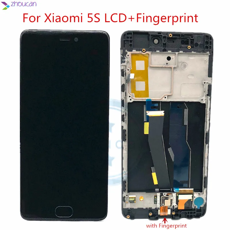 100% Протестировано! Для Xiaomi Mi5s MI 5S ЖК дисплей + сенсорный экран отпечаток пальца