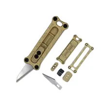 

Mini Pocket EDC Knife Replaceable Art Blade Portable Keychain Knife Retro Brass With Dragon Pattern Faca Defense Peeler Peel