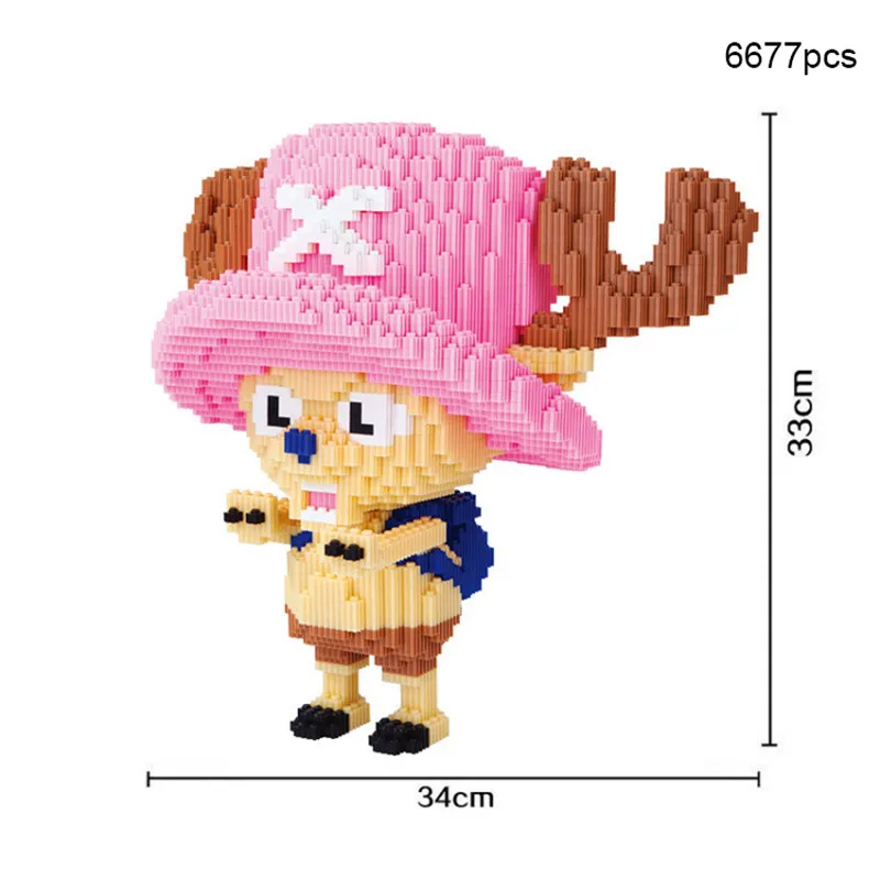 Big size One Piece Micro Building Blocks Toys  Anime Figures Luffy Chopper Model Bricks Funny Kids DIY Educational Toys Gift (2)