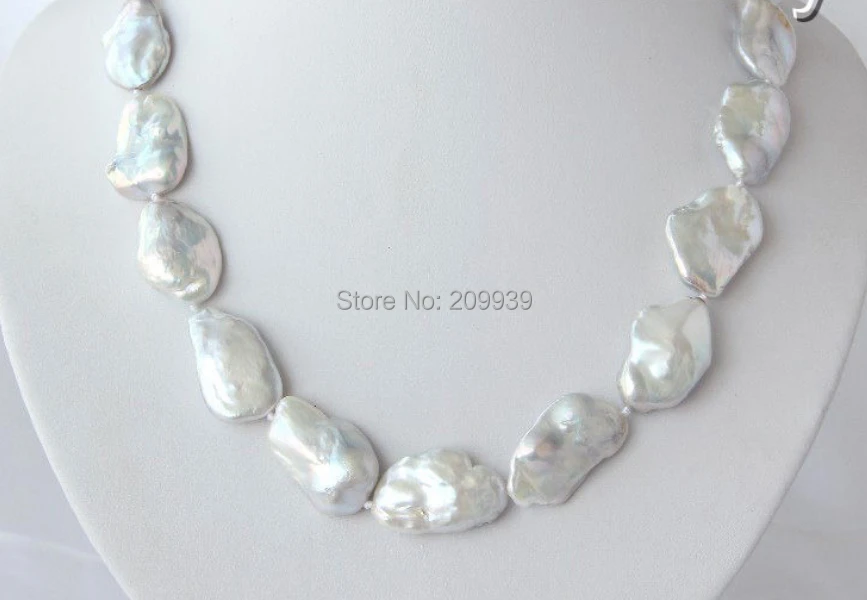 

huij 00913 baroque white keshi reborn freshwater cultured pearl necklace