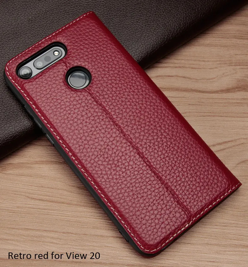 Чехол из натуральной коровьей кожи для huawei 20 Pro Honor 10 View 20 - Цвет: Wine red