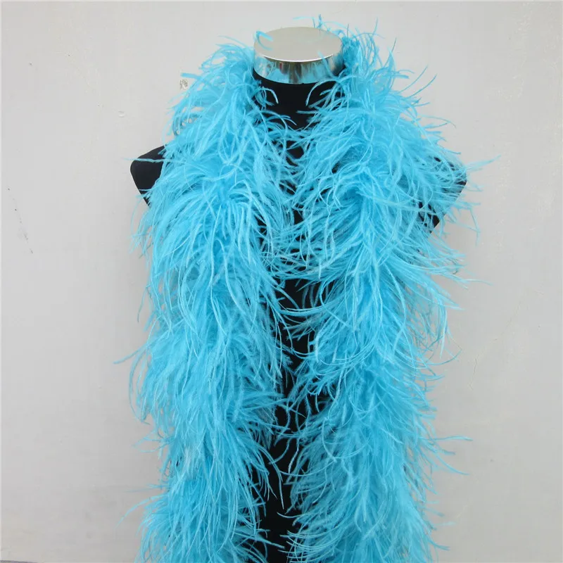 

4 Meters 6Layers Quality blue natural Ostrich Feather Boa Costumes/Trim for Party/Costume/Shawl/Craft Ostrich Feather Available