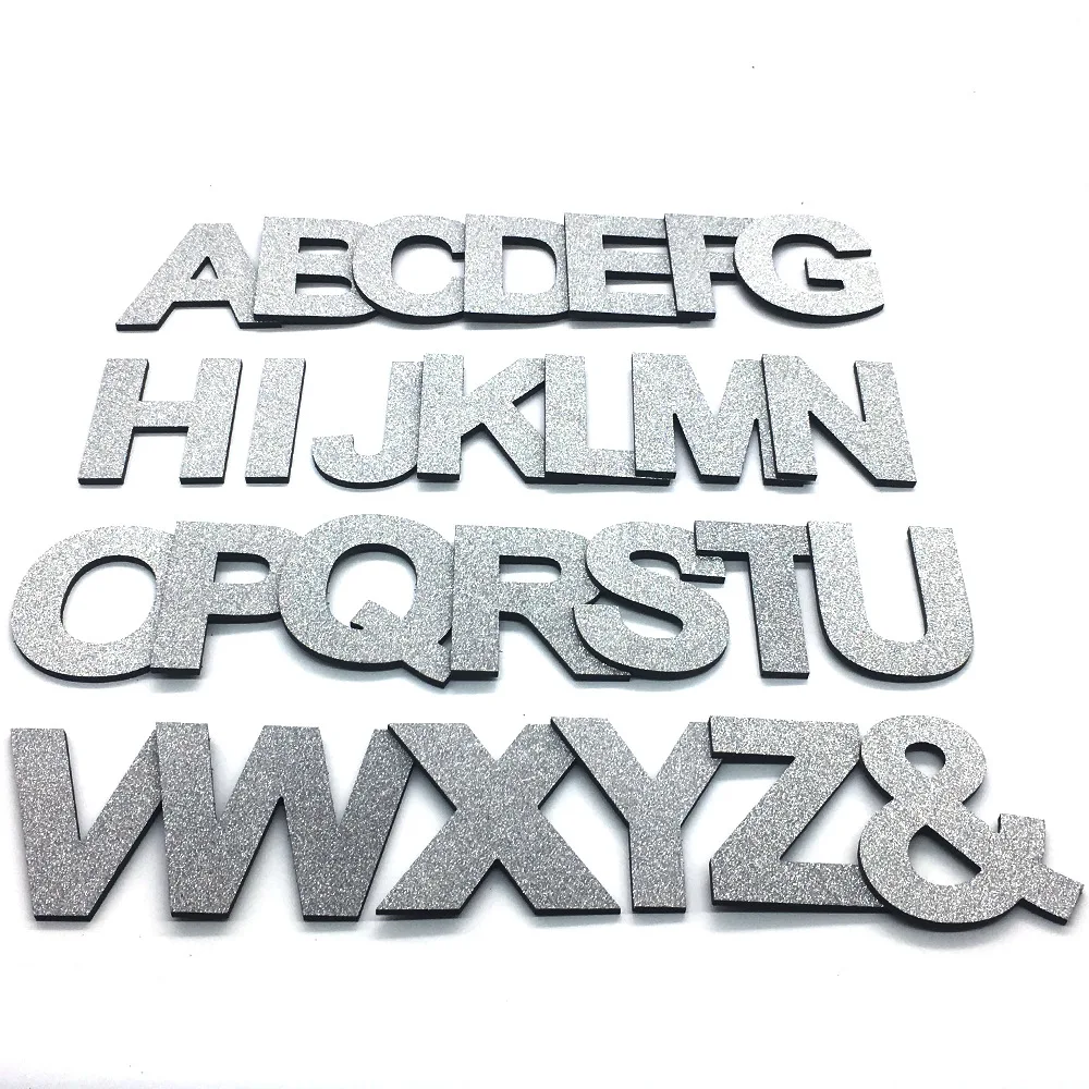 Diy 3d De Plata Brillante De La Capital Pared De Letras Inglesas