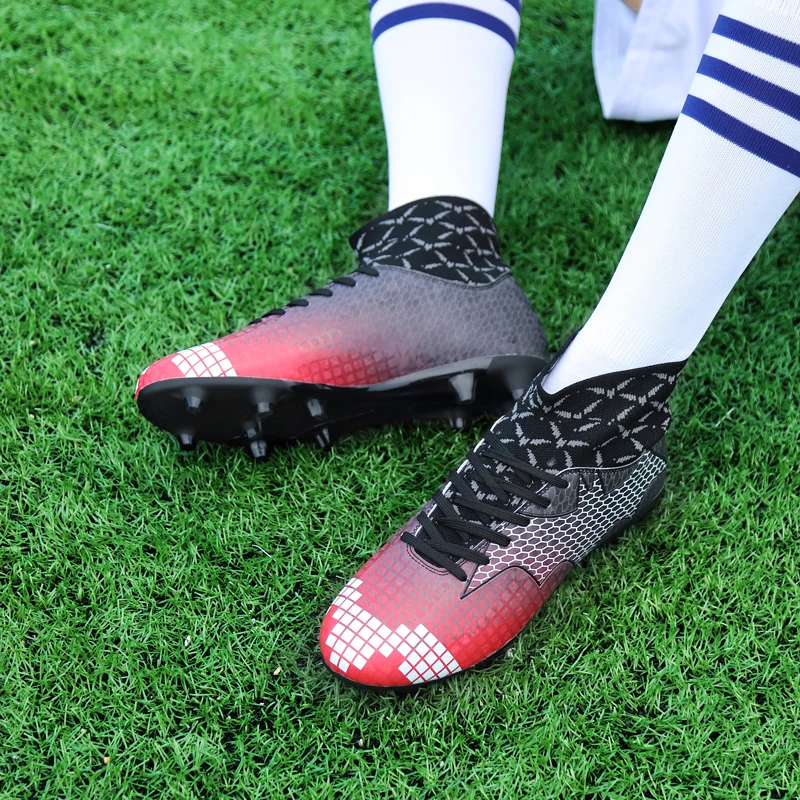 High Ankle Men Boots Football Indoor Soccer Shoes Anti-Slippery Sock Sneakers Women Superfly Soccer Cleats Red futbol ayakkabi High Ankle Men Boots Football Indoor Soccer Shoes Anti-Slippery Sock Sneakers Women Superfly Soccer Cleats Red futbol ayakkabi