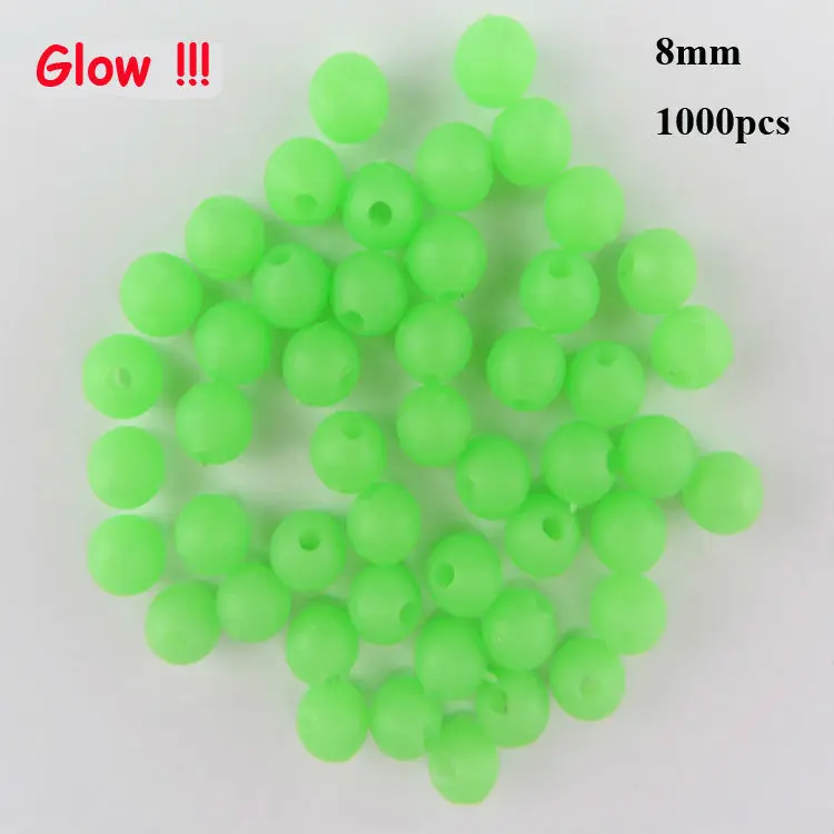 

BlueSea 1000pcs/Bag 8mm Premium Quality Round Luminous Fishing Float Beads Fishing Glow Beads Green Color