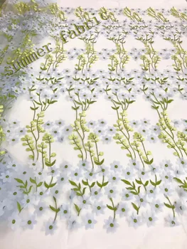 

Light blue tulle net embroidery lace fabric New african embroidered french net lace fabric for wedding dress