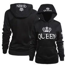 2018 SPring King Queen Printed Hoodies Women Men Sweatshirt Lovers Couples Hooded Hoodies Sweatshirt Casual Pullovers