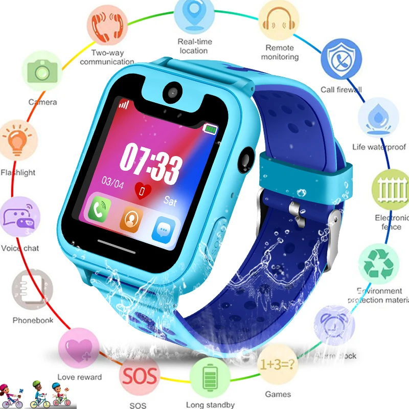 2019 New Waterproof smart Child Watch SOS Emergency Call smartwatch LBS Positioning Tracking kids smart watch Children+Box