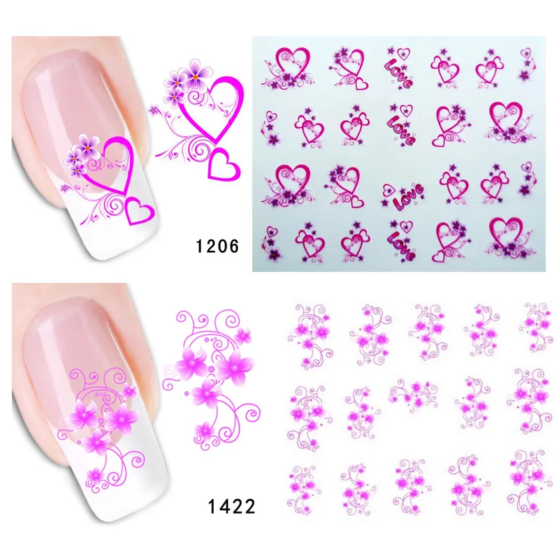 Bittb 2 шт. наклейка с цветком для ногтей изящное цветастое платье Nail Art Наклейки, водяной знак татуировки ногтей Наклейка Советы украшения инструменты для маникюра