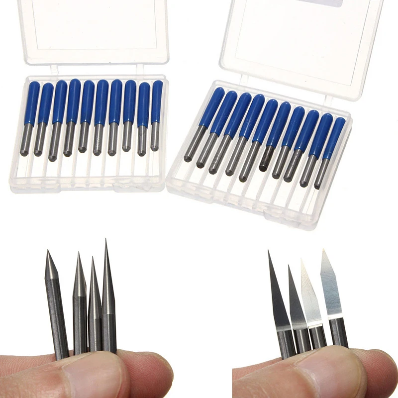 20pcs Carbide PCB Engraving Bits 3.175mm CNC Router Bit 10/15/20/30 Degree Milling Cutter Tools