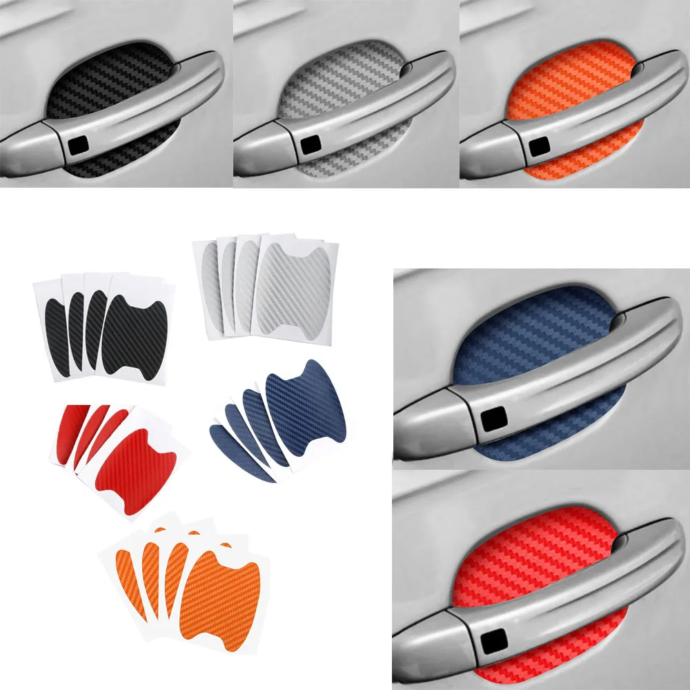 4Pcs Car Handle Protection Film Universal Invisible Car Carbon Fiber Door Handle Sticker Scratches Resistant Sticker Car Styling
