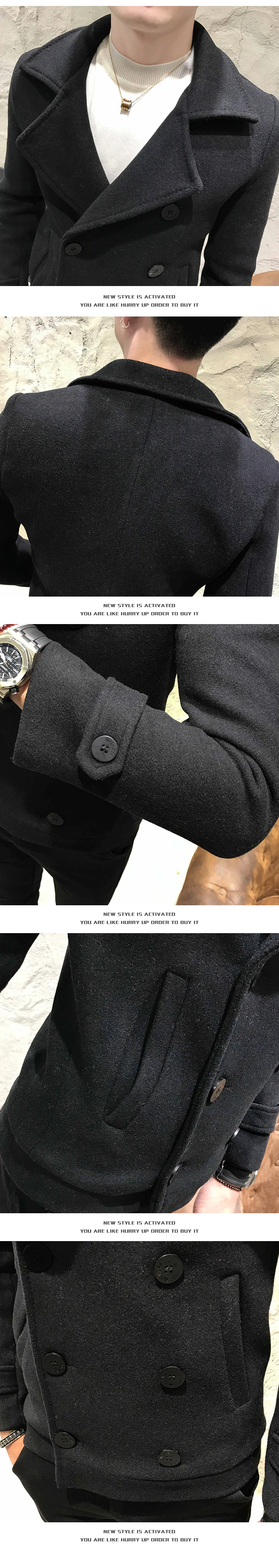 Новое Осеннее зимнее мужское Короткое шерстяное пальто двубортное дизайнерское деловое повседневное мужское теплое пальто ветровка