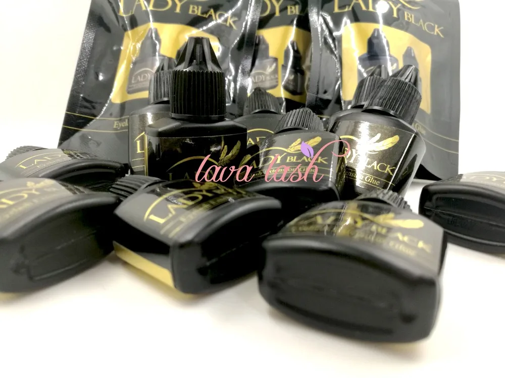 

Free shipping eyelash extensions glue lady black glue 5 bottles/lot fastest drying lower irritation 10ml/bottle with Sealed Bag